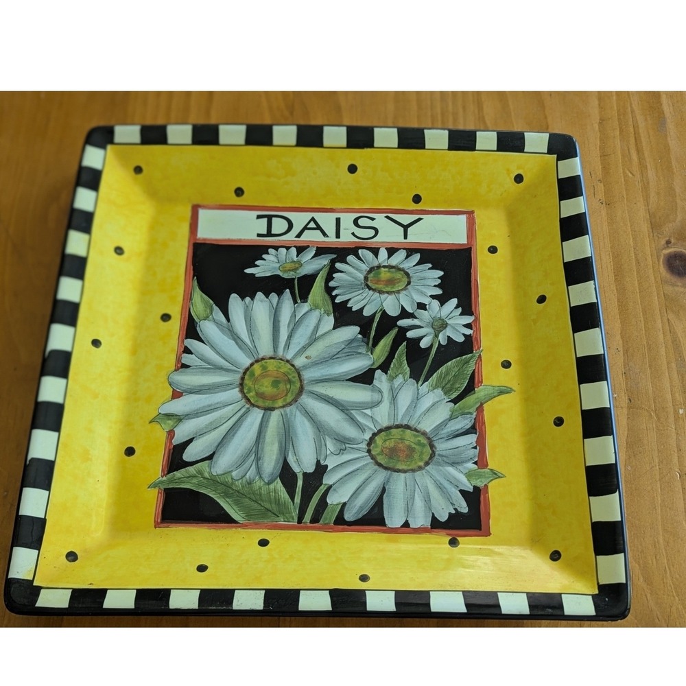Discontinued Certified International Daisy Square Platter Checkered 12.25"